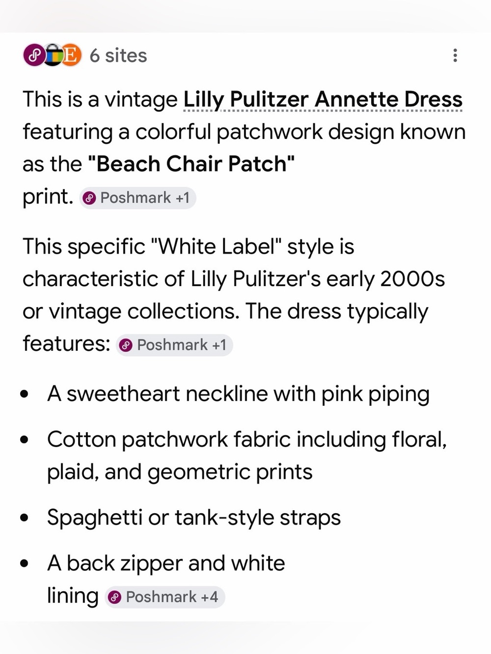 Vintage Lilly Pulitzer Annette Multicolor Patchwork Dress "Beach Chair Patch" - Picture 6 of 7
